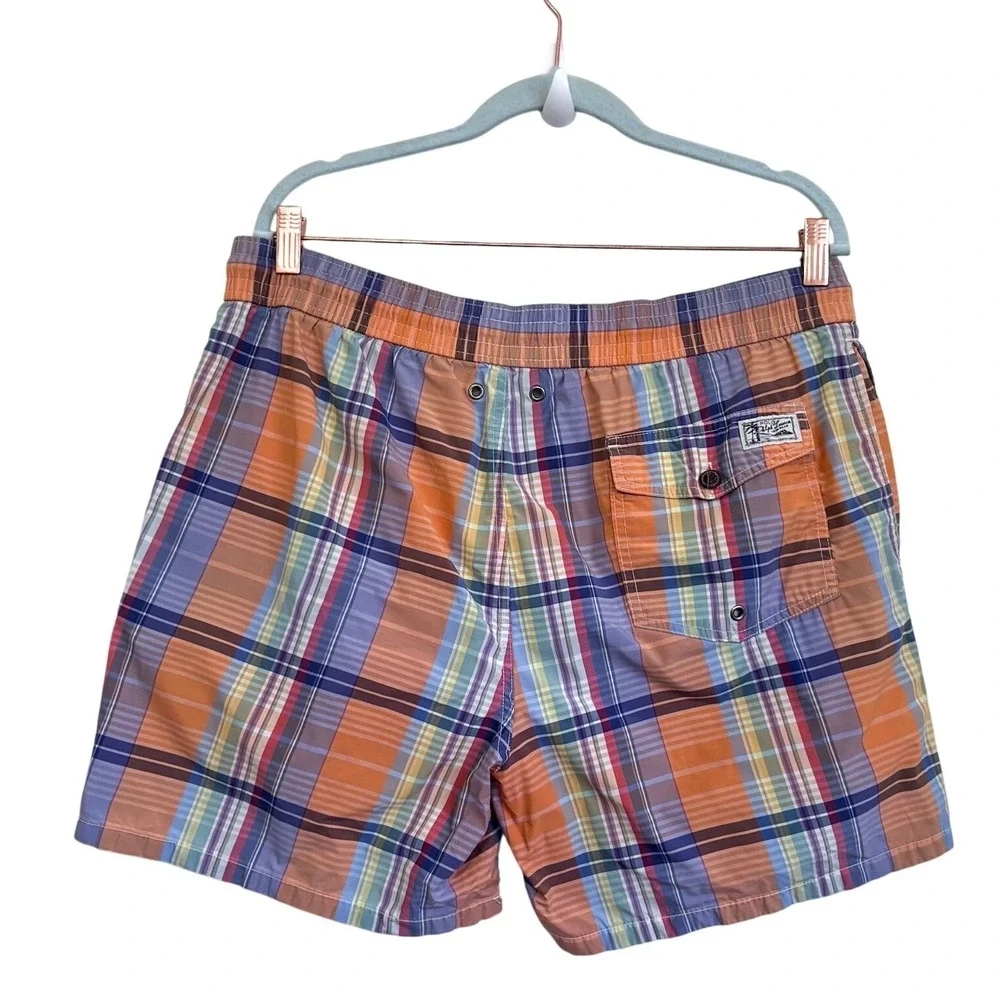 Polo‎ Ralph Lauren Plaid Preppy Swim Trunks Mens L Mesh Lined Board Shorts 6